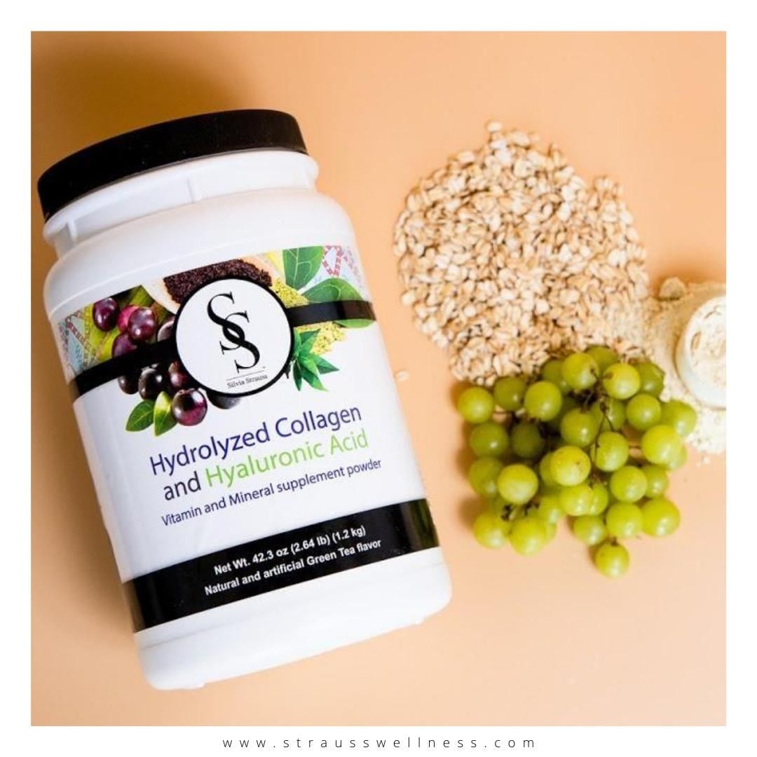 The Silvia Strauss collagen contains bioactive collagen peptides which maximizes absorption in the organism providing multiple benefits. __Also it contains-__ Hyaluronic Acid_ Omega 3&6_ Acaí Berry_ Green Tea Extract_ Fiber_ Turmeric _ and.jpg__PID:c33c4896-d2d7-476a-8c0b-9c20bd8e9a0d